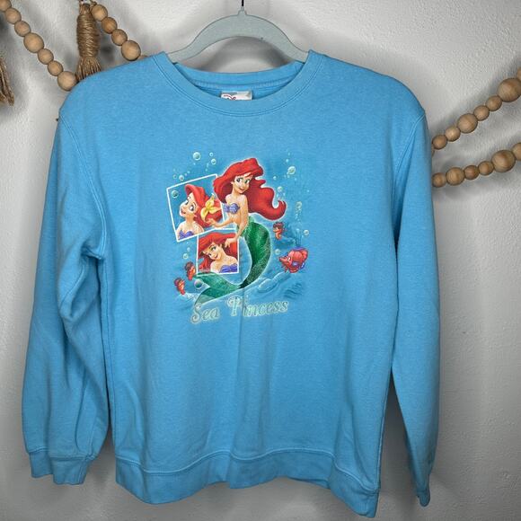 Vintage Disney Store Little Mermaid Ariel 1990s 90s Blue Crewneck - Picture 1 of 4